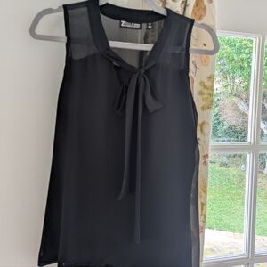 7th Avenue Black Sleeveless Women's Blouse with Bow Detail M/Medium
